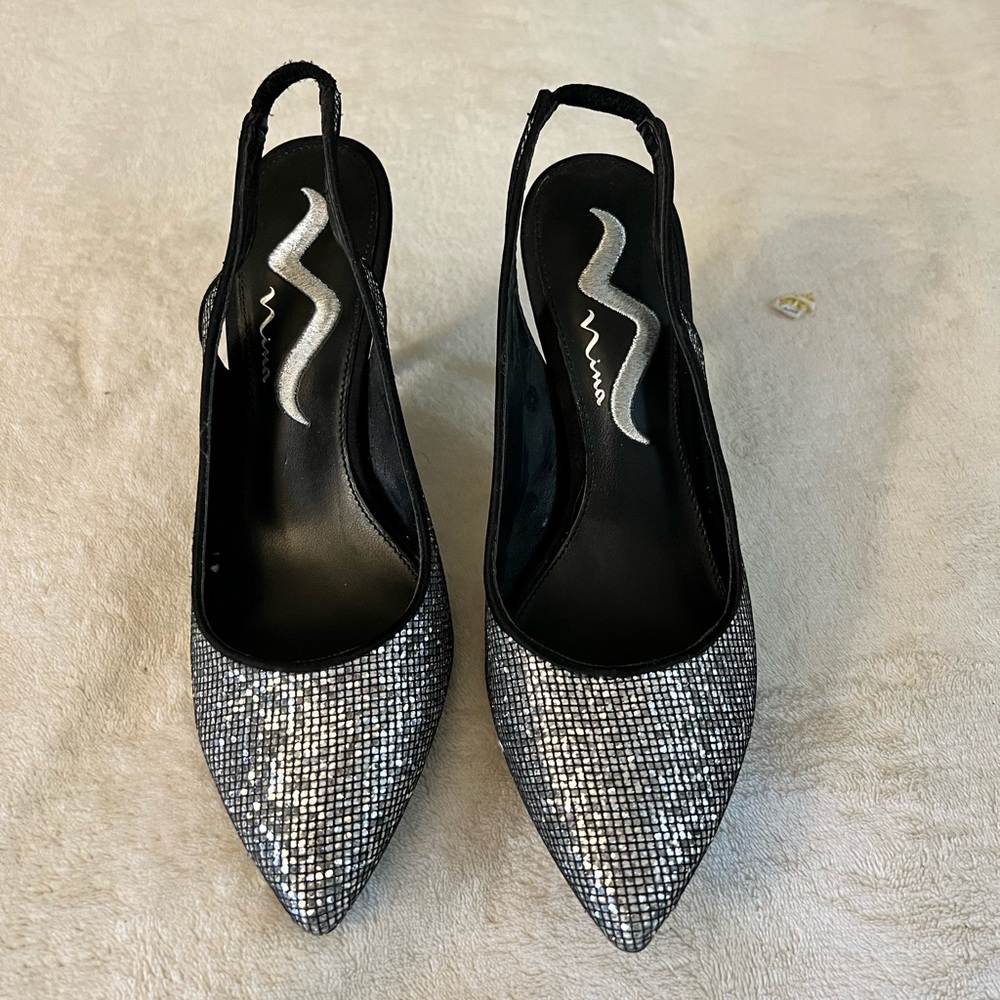 Nina Silver Sparkle Slingback pumps